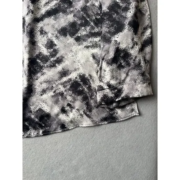 Lafayette 148 Grey printed front tie silk blouse, Size Medium - Picture 3 of 5